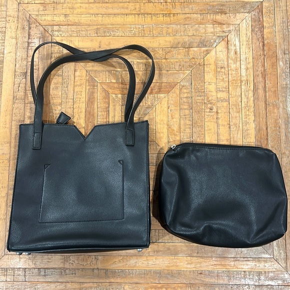 Pixie Mood Black pebbled tote bag with matching pouch - Picture 2 of 11